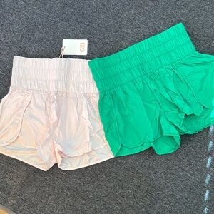 GB High-Waist Nylon Shorts - Light Pink & Bright Green